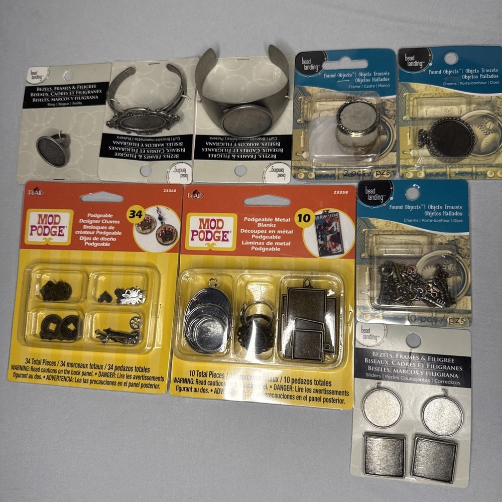 Bead Landing Mod Podge Lot Of Blanks Bezels Frames Filigree Found Objects Charms